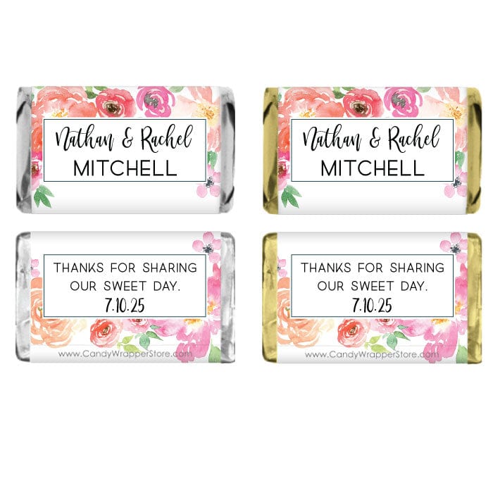 Miniature Whimsical Floral Wedding Candy Bar Wrapper Miniature Whimsical Floral Wedding Candy Bar Wrapper Miniature Size Wrapper WA461