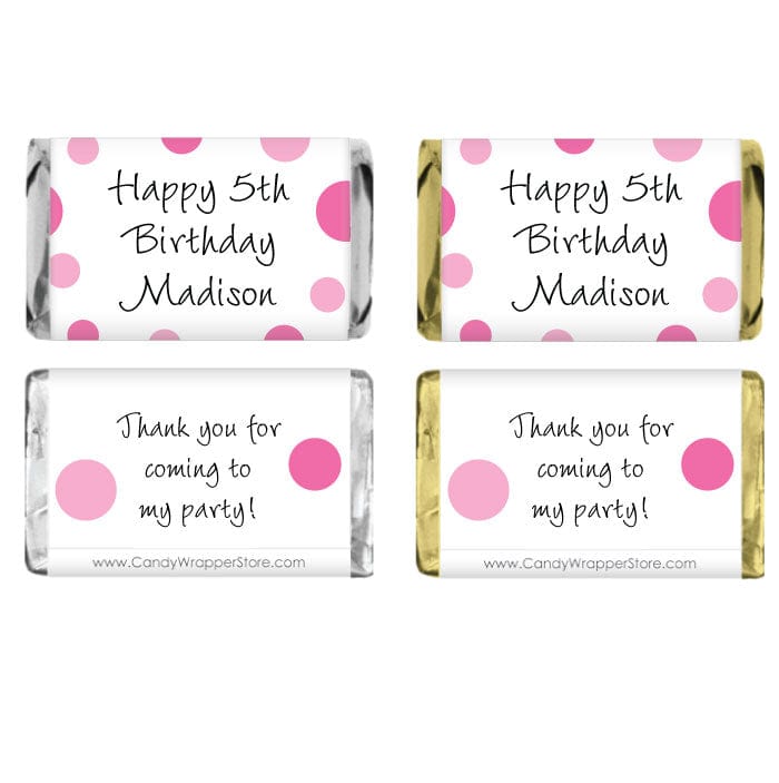 MINIBD286 - Miniature Dots Birthday Candy Bar Wrappers Miniature Dots Birthday Candy Bar Wrappers Party Favors BD286