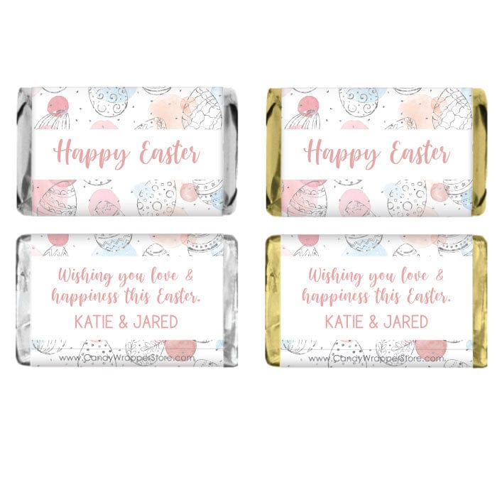 MINIEASTER214 - Miniature Sketched Eggs and Watercolor Dots Easter Candy Bar Wrappers Miniature Sketched Eggs and Watercolor Dots Easter Candy Bar Wrappers Seasonal & Holiday Decorations EASTER214