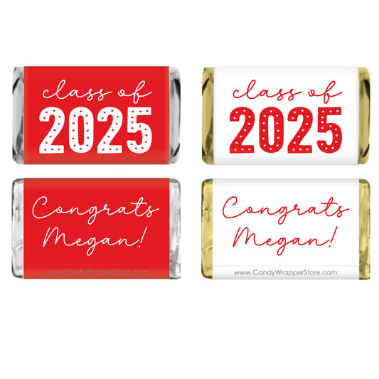 MINIGRAD115 - Class of 2024 Dots Graduation Miniature Candy Bar Wrappers Class of 2024 Dots Graduation Miniature Candy Bar Wrappers Party Favors grad
