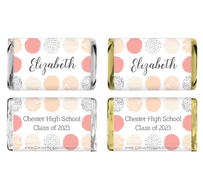 MINIGRAD255 - Miniature Glitter and Texture Circles Graduation Candy Bar Wrappers Miniature Glitter and Texture Circles Graduation Candy Bar Wrappers Party Favors GRAD255