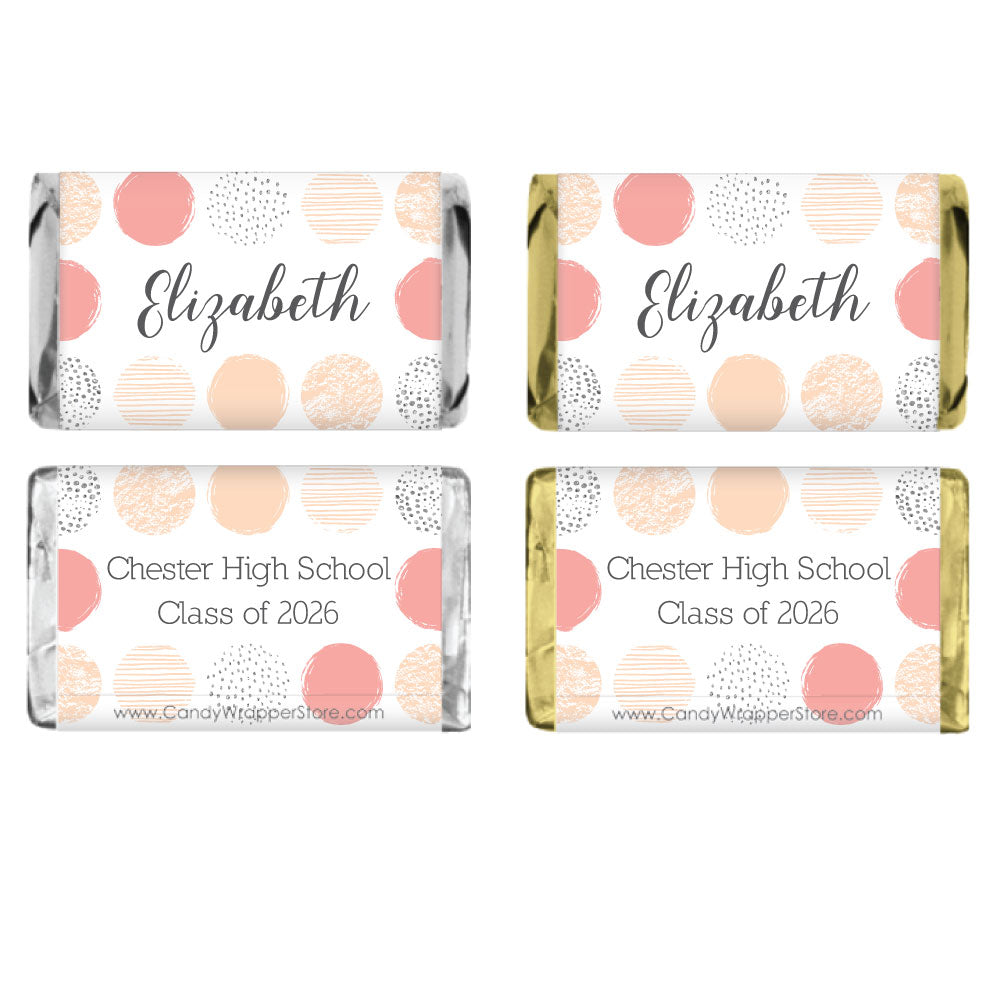 MINIGRAD255 - Miniature Glitter and Texture Circles Graduation Candy Bar Wrappers Miniature Glitter and Texture Circles Graduation Candy Bar Wrappers Party Favors GRAD255