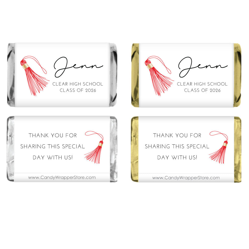 MINIGRAD439 - Trendy Tassel 2024 Graduation Miniature Candy Bar Wrappers Trendy Tassel 2024 Graduation Miniature Candy Bar Wrappers Party Favors grad439