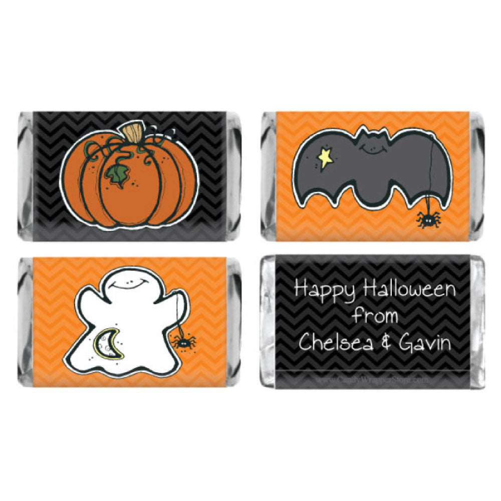 Miniature Halloween Set - Pumpkin, Bat and Ghost Candy Bar Wrappers – Candy Wrapper Store for Free Printable Halloween Candy Bar Wrappers