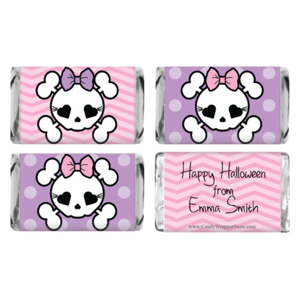 MINIHALPACK2 - Miniature Halloween Set - Miniature Cute Skulls with Dots and Chevron Pattern Candy Wrappers Miniature Cute Skulls with Dots and Chevron Pattern Candy Wrappers Party Supplies HALPACK