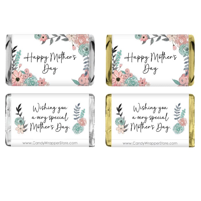 MINIMD4 - Miniature Mother's Day Watercolor Spring Floral Candy Bar Wrapper Miniature Mother's Day Watercolor Spring Floral Candy Bar Wrapper Party Favors MD4