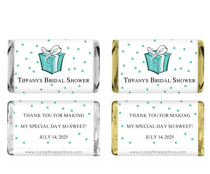 MINIWS219 - Miniature Wedding Shower Tiffany Box Candy Wrapper Miniature Wedding Shower Tiffany Box Candy Wrapper Miniature Size Wrapper WS219