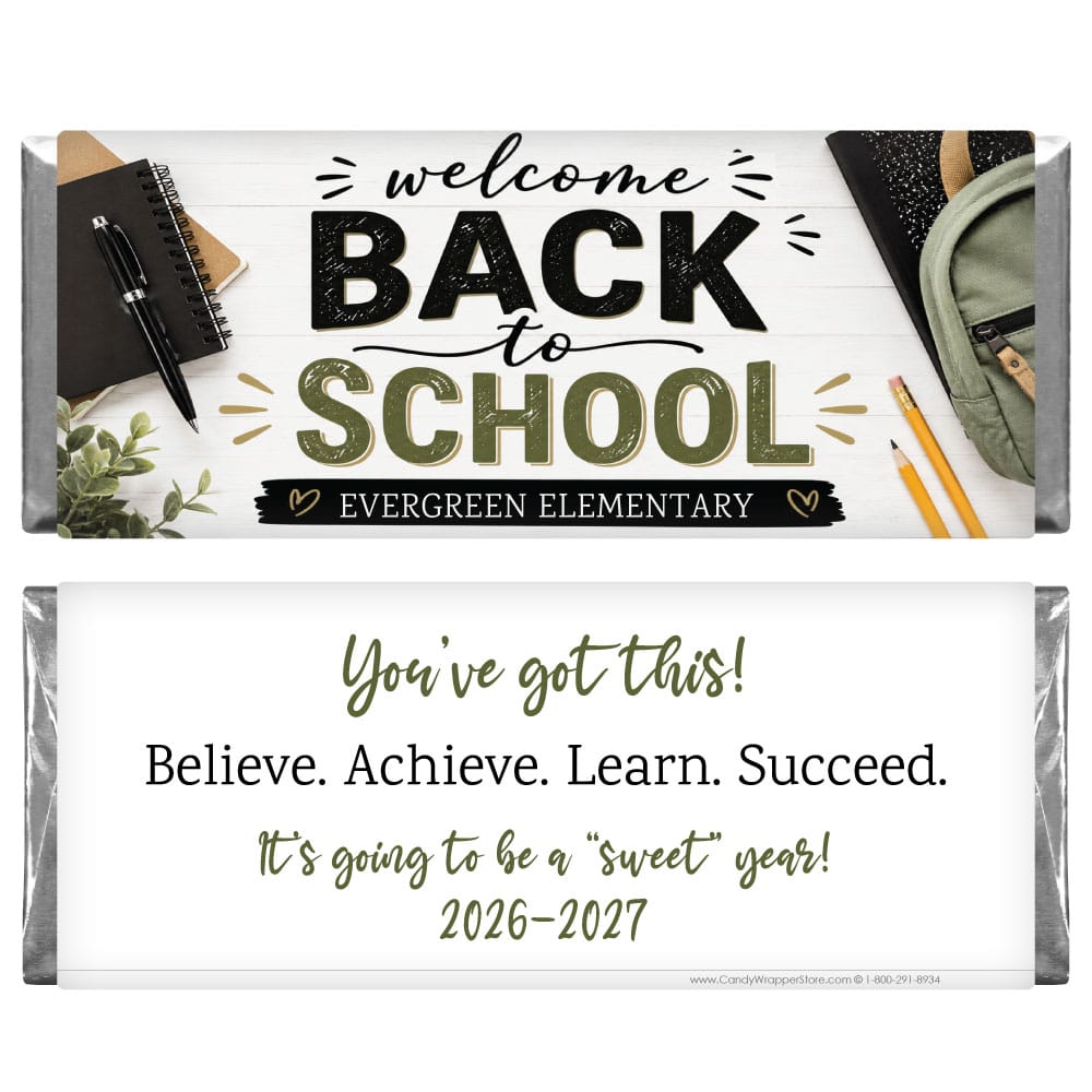 Modern Back to School Personalized Candy Bar Wrapper Modern Back to School Personalized Candy Bar Wrapper school215