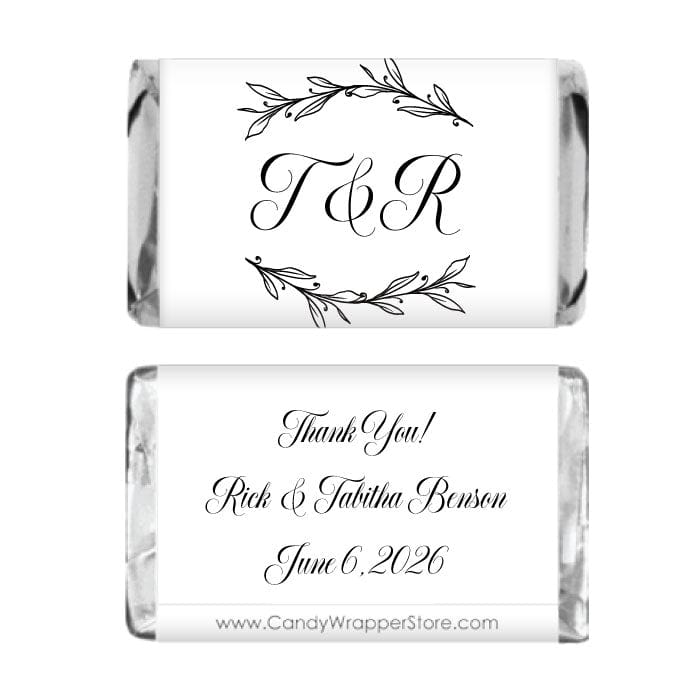 Monogram Vine Miniature Personalized Wedding Wrapper Monogram Miniature Wedding Candy Bar Wrappers Miniature Size Wrapper WA142