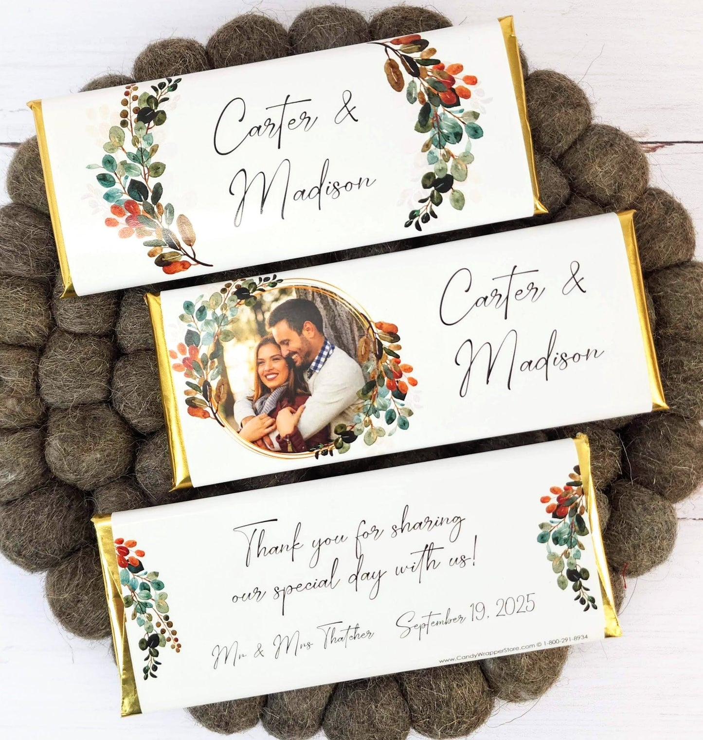 Moody Boho Photo Wedding Candy Bar Wrapper - WA408photo Moody Boho Photo Wedding Candy Bar Wrapper Regular Size Wrapper WA408