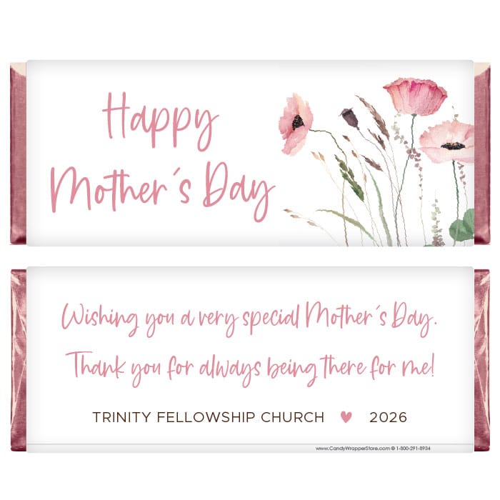 Mother's Day Scroll Floral Candy Wrappers Mother's Day Watercolor Spring Floral Candy Bar Wrapper md3