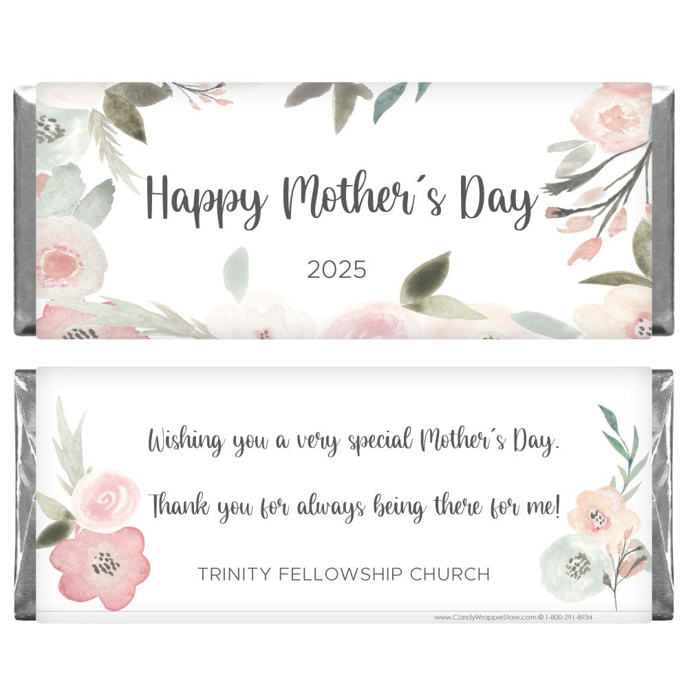 Mother's Day Watercolor Spring Floral Candy Wrappers Mother's Day Watercolor Spring Floral Candy Bar Wrapper Party Favors md8
