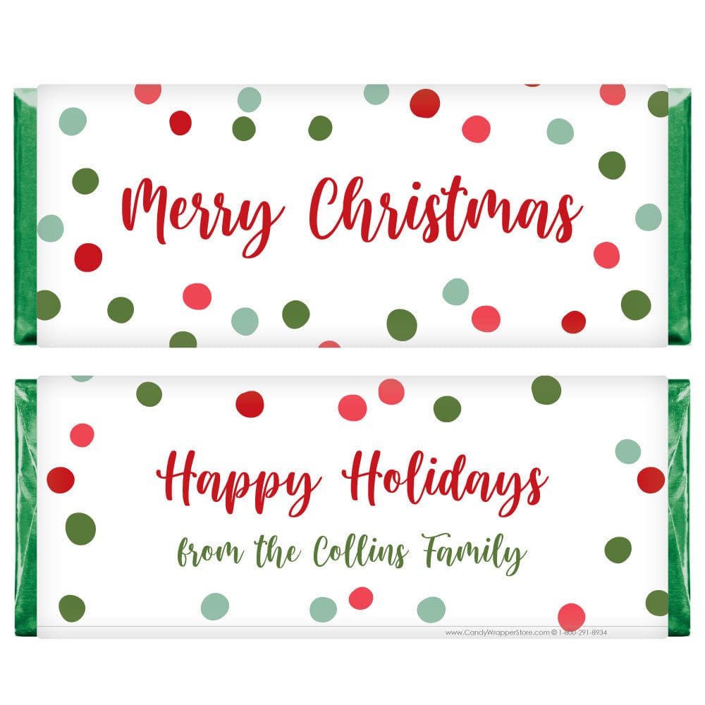 Personalized Polka Dots Christmas Card Candy Bar Wrapper Personalized Polka Dots Christmas Card Candy Bar Wrapper Candy & Chocolate XMAS279