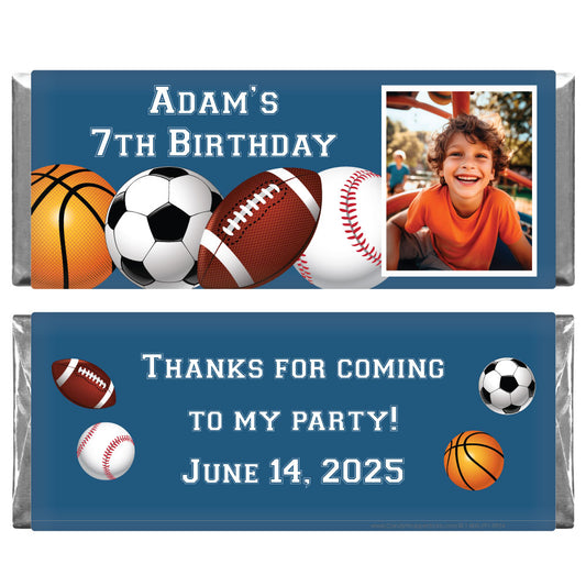 Photo Sports Birthday Candy Bar Wrappers - BD228 Sports Birthday Candy Bar Wrappers Candy Wrappers BD228
