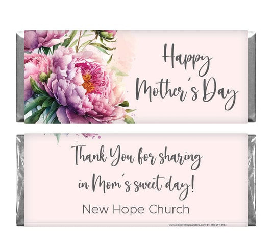 Pink Peony Floral Mother's Day Candy Wrappers Pink Peony Floral Mother's Day Candy Wrapper md211