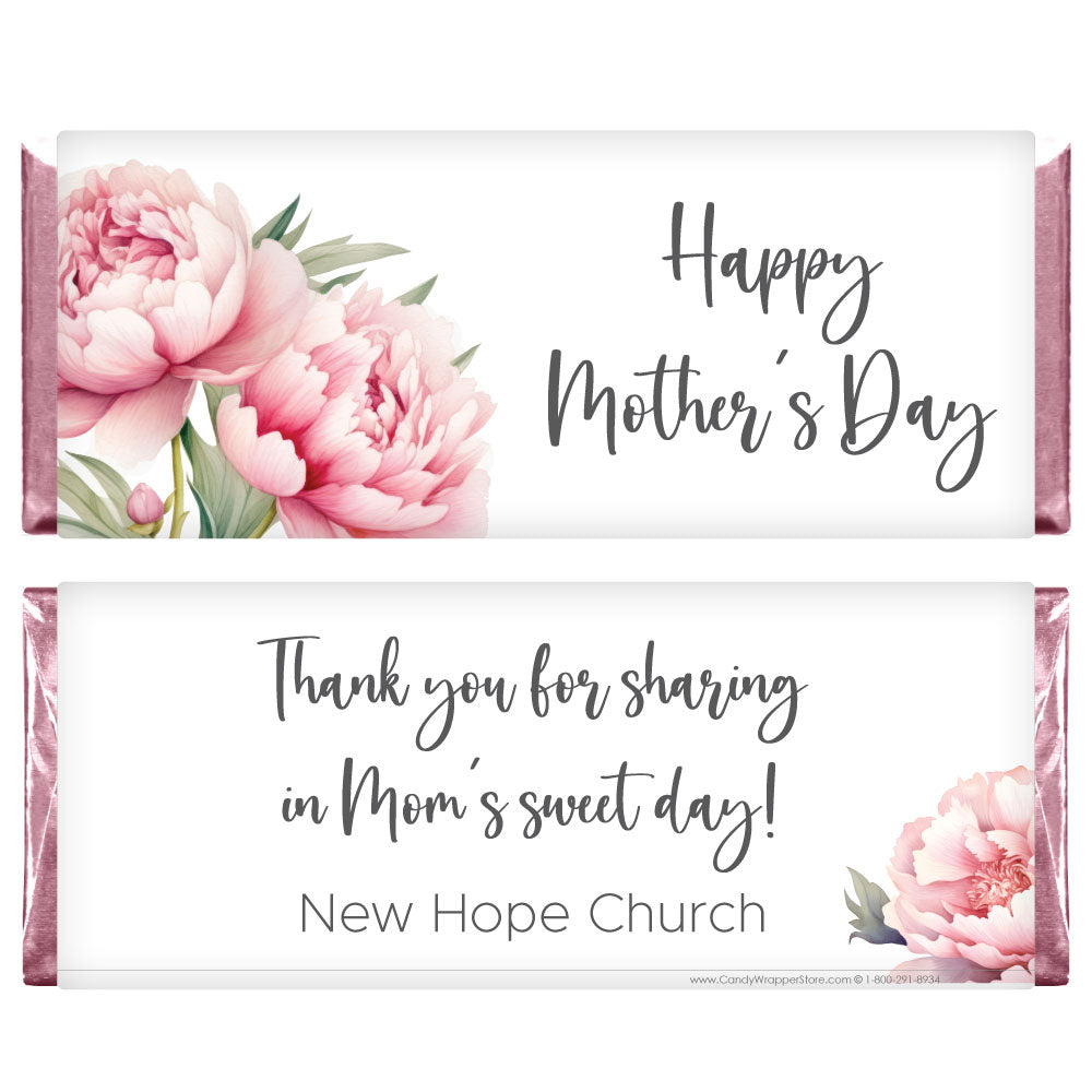 Pink Peony Floral Mother's Day Candy Wrappers Pink Peony Floral Mother's Day Candy Wrapper md211