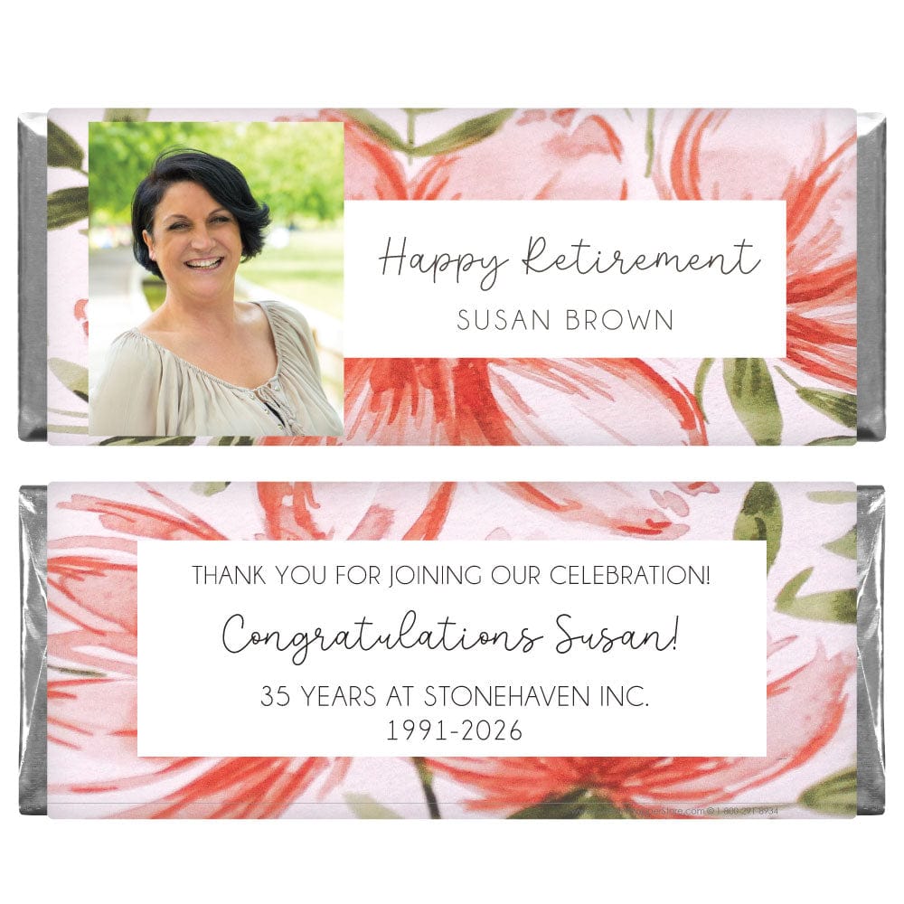 Pink Wildflower Photo Retirement Candy Bar Wrapper - RET215photo Pink Wildflower Photo Retirement Candy Bar Wrapper for Hershey's Milk Chocolate Bar RET215