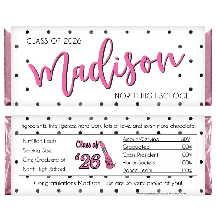 Polka Dots Graduation Candy Bar Wrappers Polka Dots Graduation Candy Bar Wrappers Party Favors GRAD360