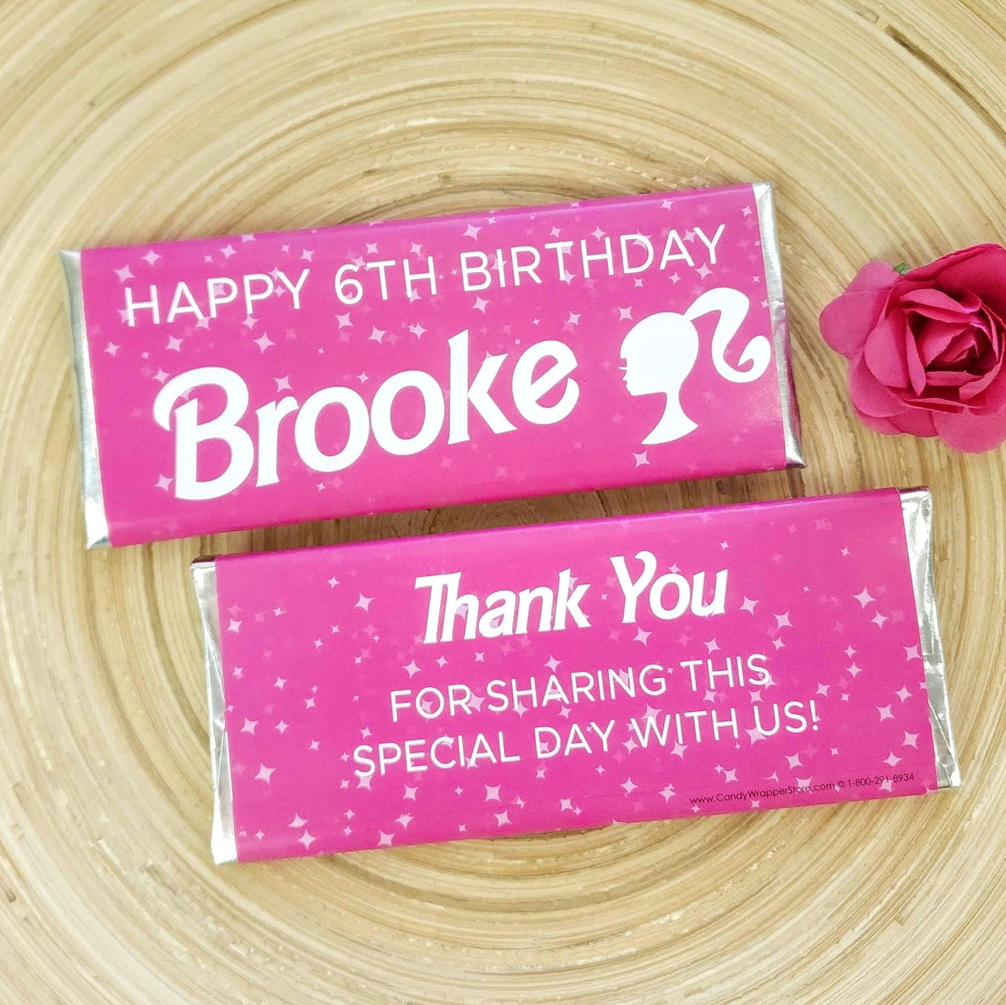 Pretty in Pink Barbie Theme Birthday Candy Bar Wrapper - BD516 Candy Wrappers BD516