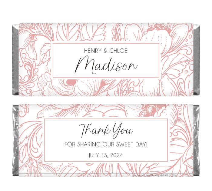 Pretty Peony Wedding Candy Bar Wrapper - WA483 Pretty Peony Wedding Candy Bar Wrapper Wedding Favors WA483