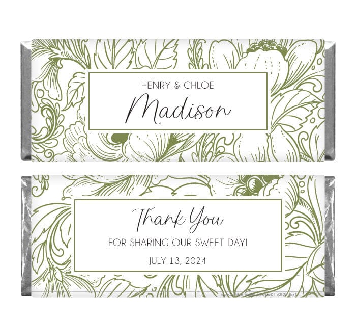 Pretty Peony Wedding Candy Bar Wrapper - WA483 Wedding Favors WA409