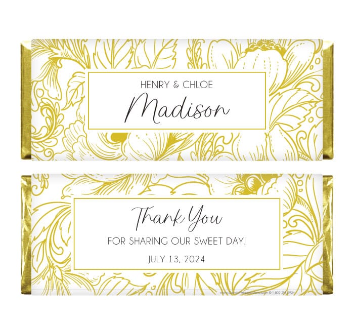 Pretty Peony Wedding Candy Bar Wrapper - WA483 Wedding Favors WA409