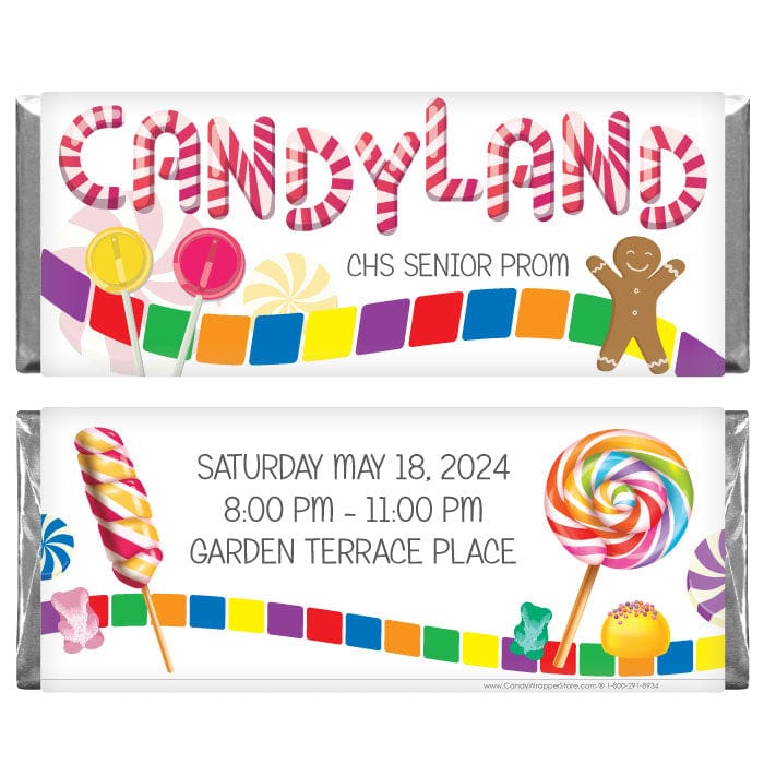 PromCandyLand- Candy Land Theme Prom Personalized Candy Bar Wrapper Candy Land Theme Prom Wrapper Prom