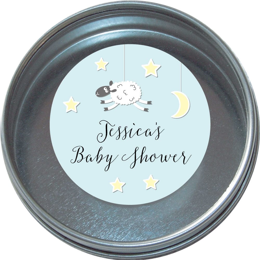 Sheep, Moon and Stars Baby Shower Tins - Set of 24 Sheep, Moon and Stars Baby Shower Tins - Set of 24 Birth Announcement bs200