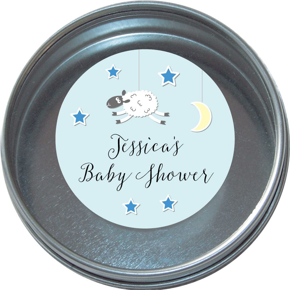 Sheep, Moon and Stars Baby Shower Tins - Set of 24 Sheep, Moon and Stars Baby Shower Tins - Set of 24 Birth Announcement bs200