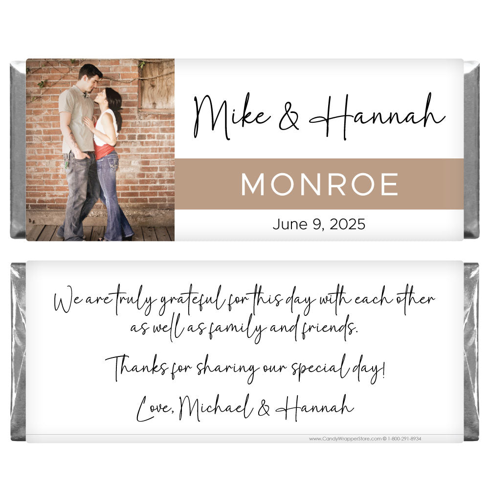 Simple Stripe Wedding Photo Candy Bar Wrappers Regular Size Wrapper WA269