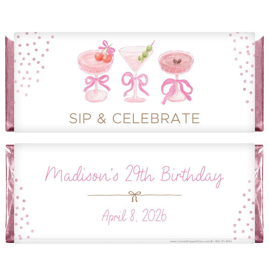 Sip and Celebrate Birthday Candy Bar Wrapper Sip and Celebrate Birthday Candy Bar Wrapper Candy Wrappers BD549
