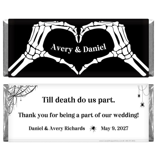 Skeleton Hand Hearts Wedding Personalized Candy Bar Wrapper Skeleton Hand Hearts Wedding Personalized Candy Bar Wrapper wa495