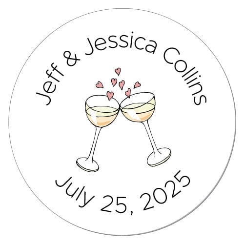 SWA200 - Wedding Champagne Glasses with Hearts Candy Bar Stickers Champagne Glasses Stickers WA200