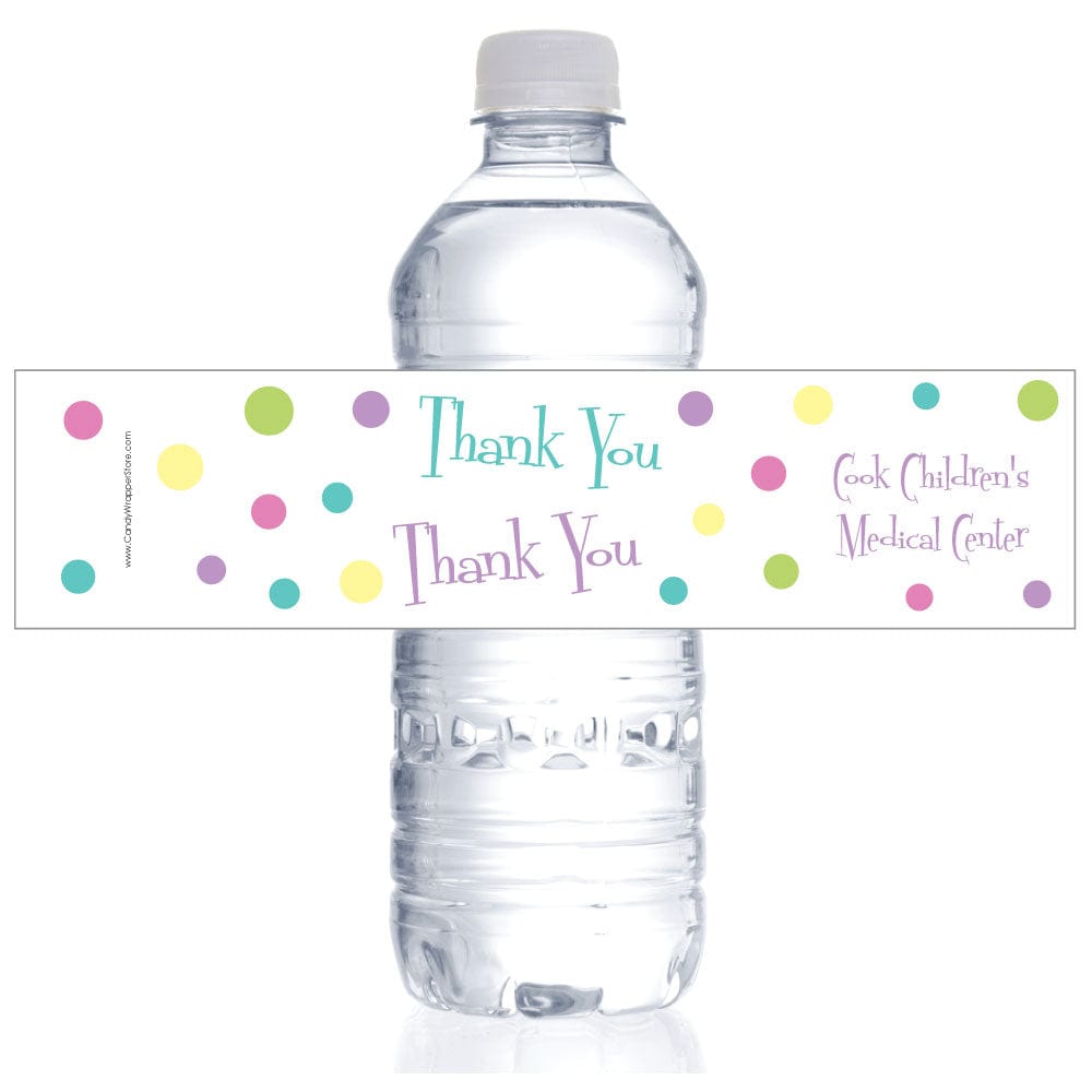 Thank You Confetti Dots Water Bottle Label TY283