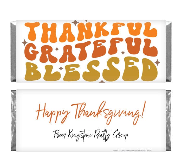 Thankful Grateful Blessed Happy Thanksgiving Candy Wrappers - THANKS214 Autumn Fall Leaves Thanksgiving Candy Wrappers THANKS214