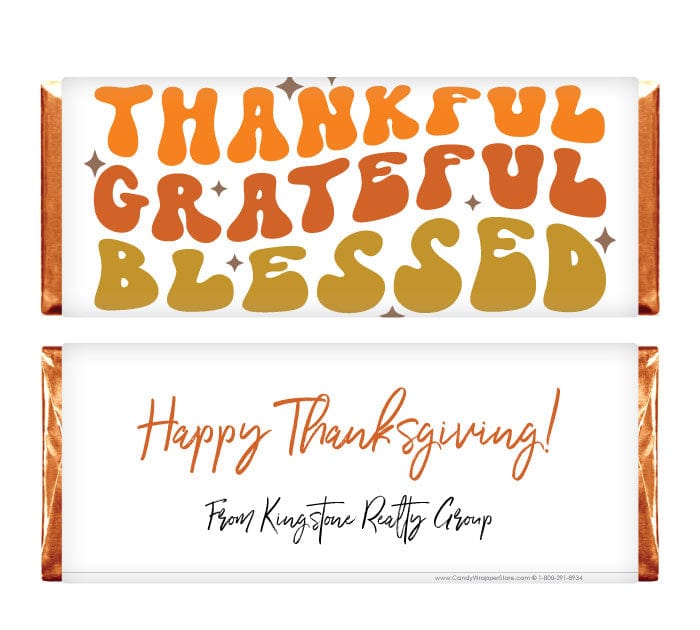 Thankful Grateful Blessed Happy Thanksgiving Candy Wrappers - THANKS214 Autumn Fall Leaves Thanksgiving Candy Wrappers THANKS214