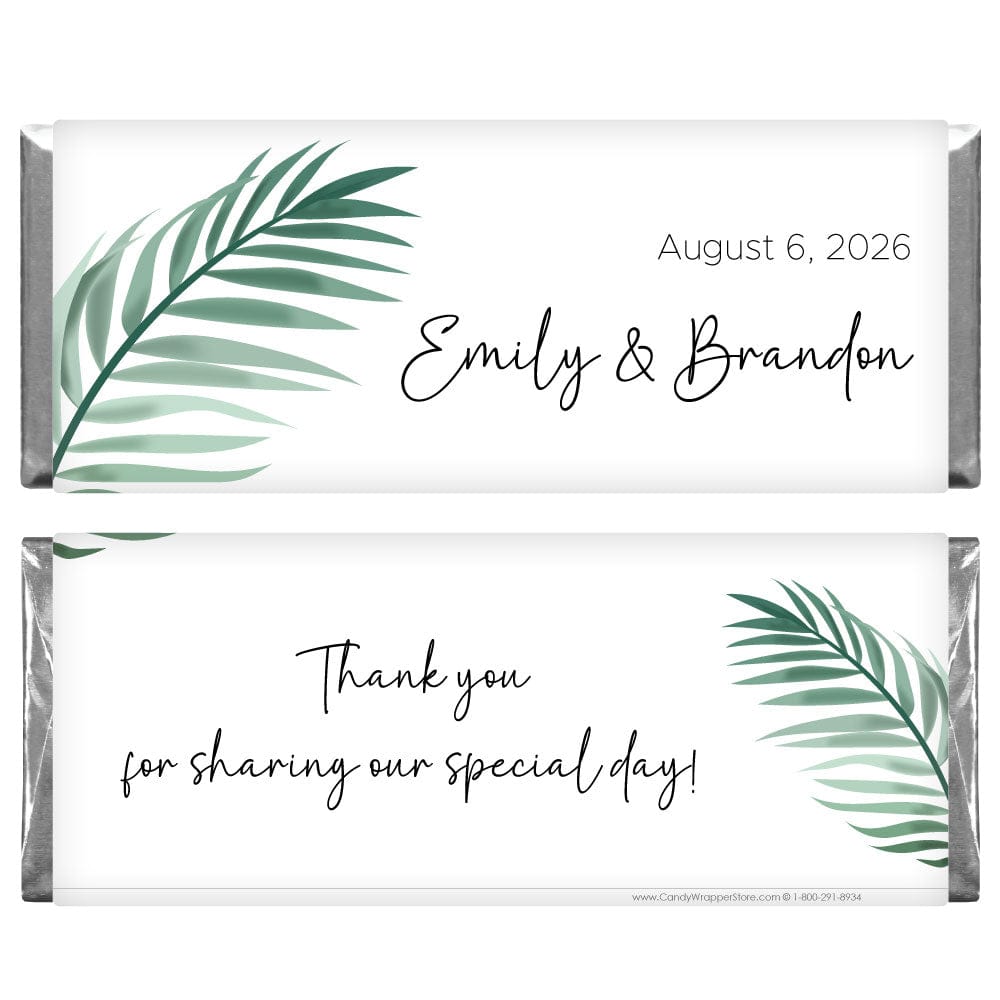Tropical Palm Leaves Wedding Candy Bar Wrapper - WA488 Tropical Palm Leaves Wedding Candy Bar Wrapper Wedding Favors WA488