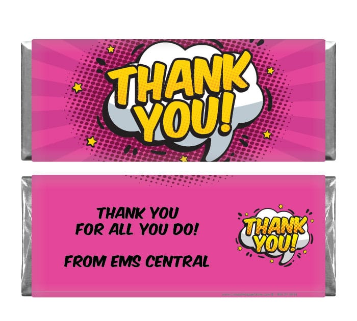 TY218 - Assortment of 4 Styles of Thank You Comic Style Candy Bar Wrapper Assortment of 4 Styles of Thank You Comic Style Candy Bar Wrapper Candy Wrappers TY218