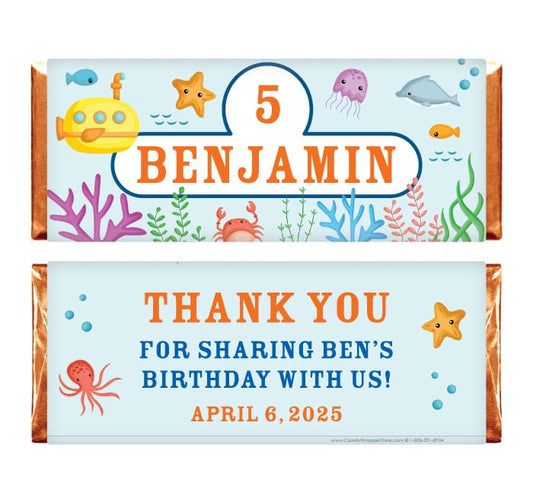 Under the Sea Birthday Candy Bar Wrapper - BD515 Candy Wrappers BD515