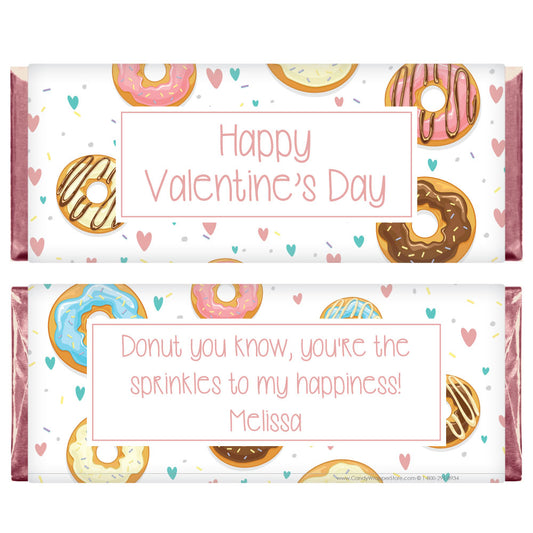 VAL243 - Donuts Valentine's Day Candy Bar Wrappers Donuts Valentine's Day Candy Bar Wrappers Candy Wrapper Store