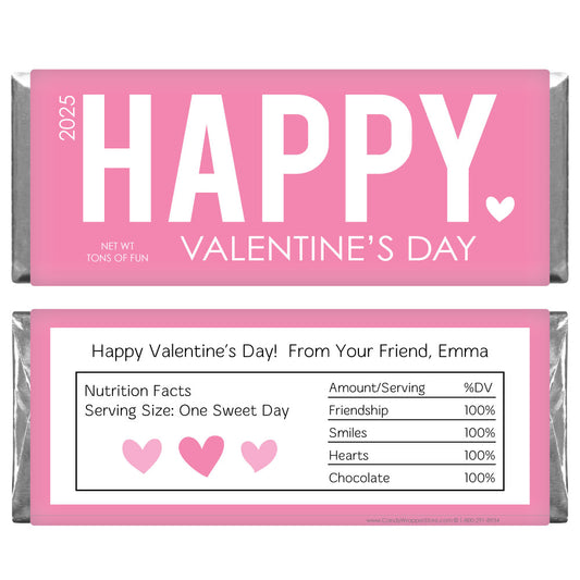 VAL247 - Happy Valentine's Day Pink Candy Bar Wrappers Happy Valentine's Day Pink Candy Bar Wrappers Seasonal & Holiday Decorations Candy Wrapper Store