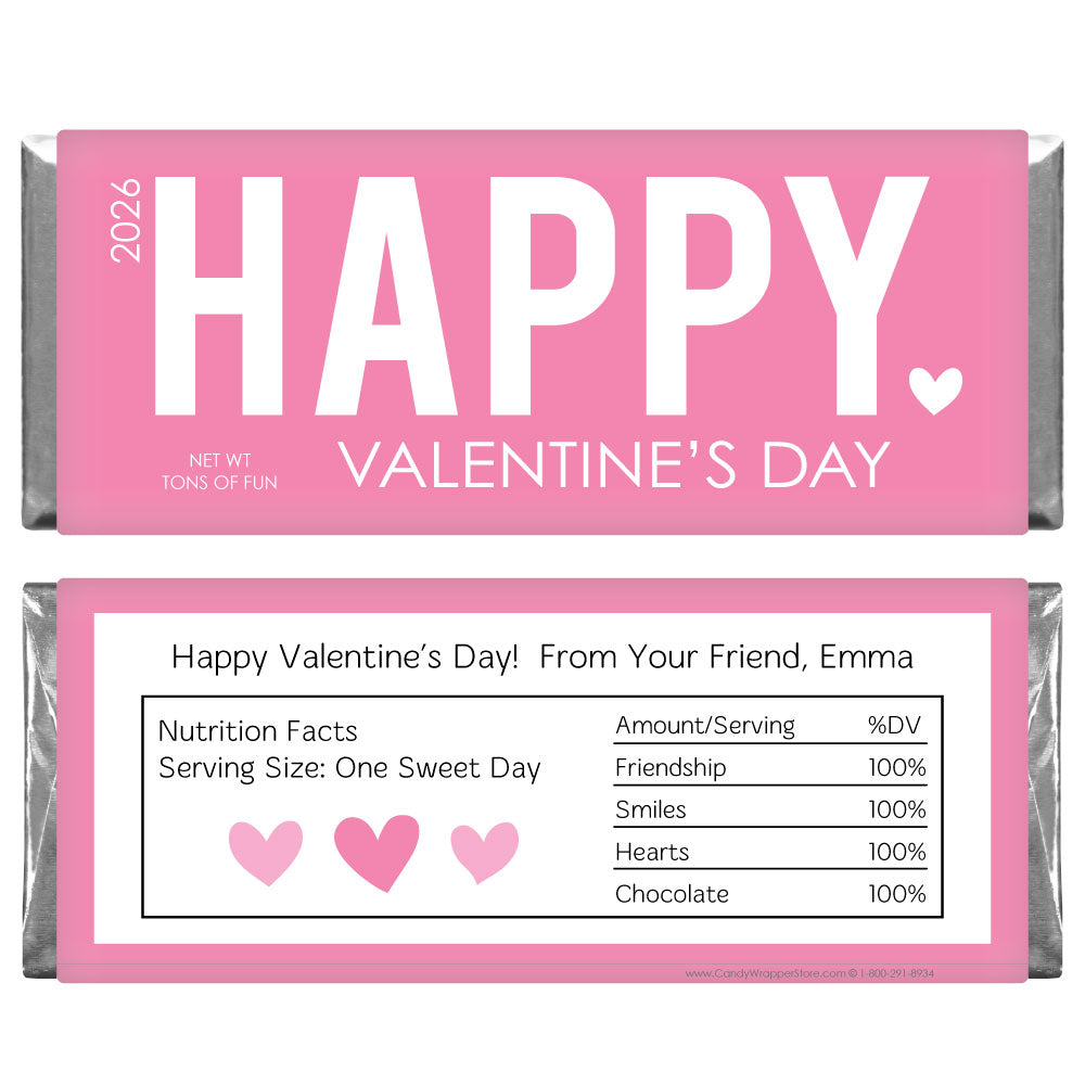Happy Valentine's Day Pink Candy Bar Wrappers Happy Valentine's Day Pink Candy Bar Wrappers Seasonal & Holiday Decorations Candy Wrapper Store