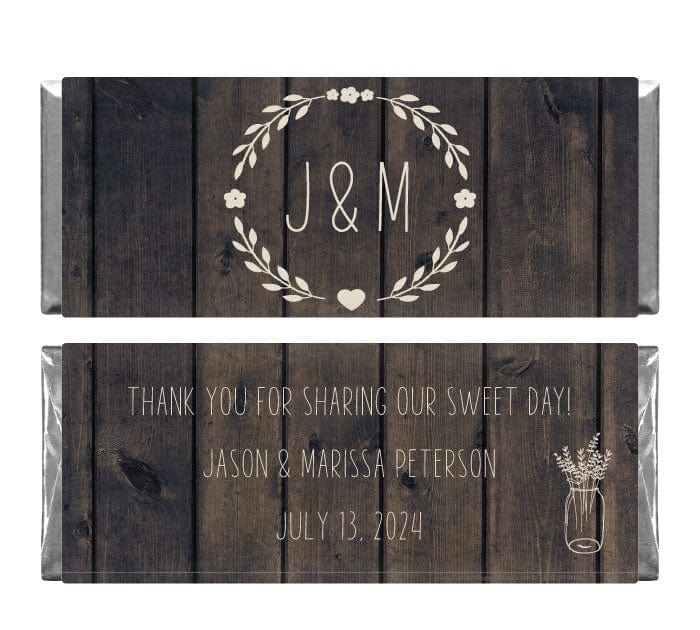 WA436 - Rustic Dark Wood Wedding Candy Bar Wrapper Rustic Dark Wood Wedding Candy Bar Wrapper Wedding Favors WA436