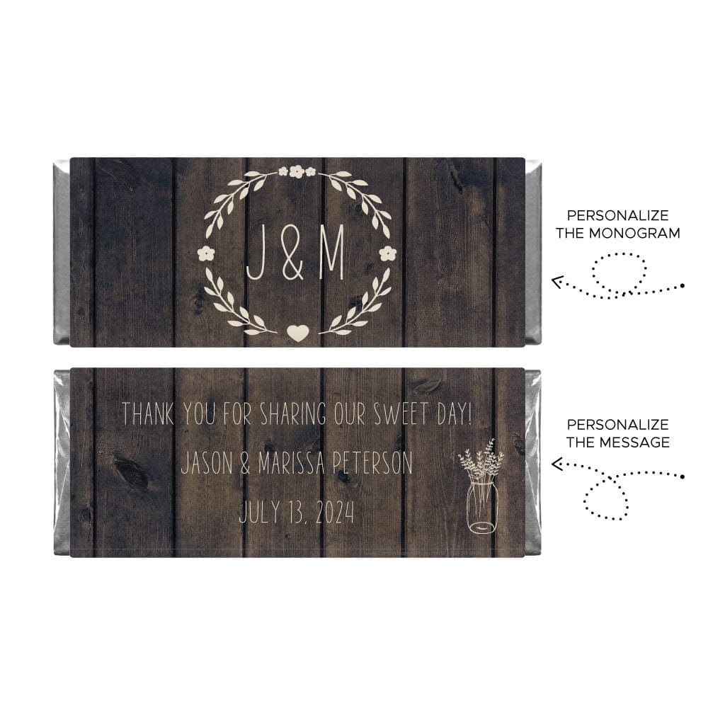 WA436 - Rustic Dark Wood Wedding Candy Bar Wrapper Rustic Dark Wood Wedding Candy Bar Wrapper Wedding Favors WA436