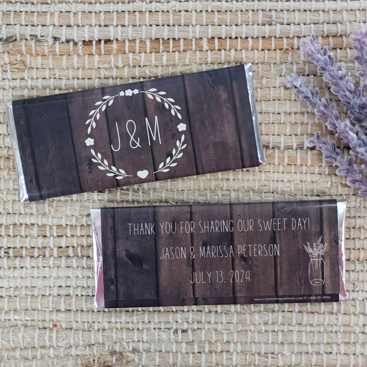 WA436 - Rustic Dark Wood Wedding Candy Bar Wrapper Rustic Dark Wood Wedding Candy Bar Wrapper Wedding Favors WA436