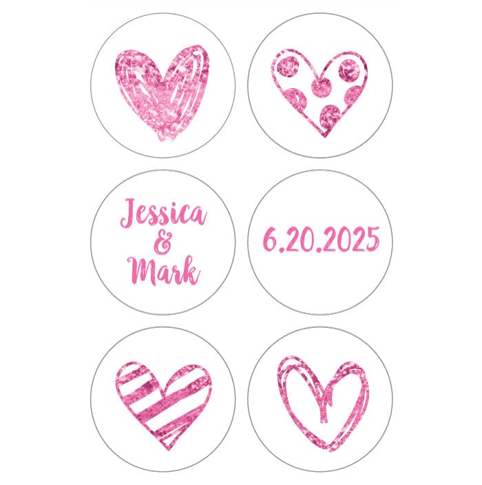 WAkiss6 - Wedding Hersheys Kisses Scribble Glitter Hearts Set of 6 designs Wedding Hersheys Kisses Sweet Words Set of 6 designs WAkiss1