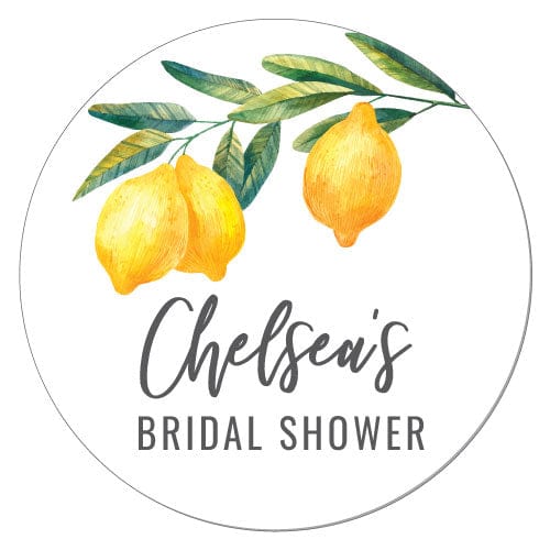 Watercolor Lemon Branch Bridal Shower Stickers - SWS350 Watercolor Lemon Branch Bridal Shower Stickers ws350