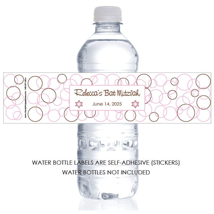 WBBAT214 - Bat Mitzvah Simple Circles Water Bottle Labels Bat Mitzvah Simple Circles Water Bottle Labels Party Favors BAT214