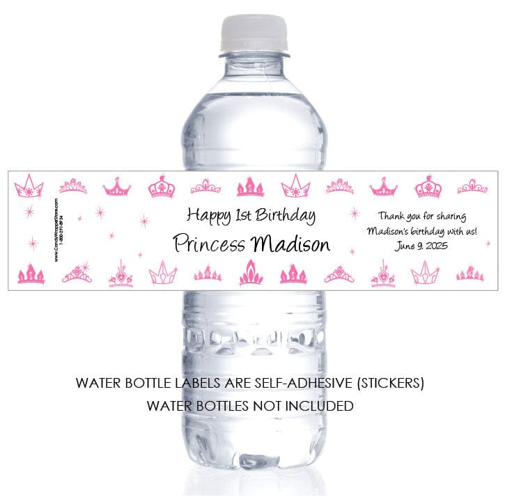 Crown Princess Water Bottle Labels