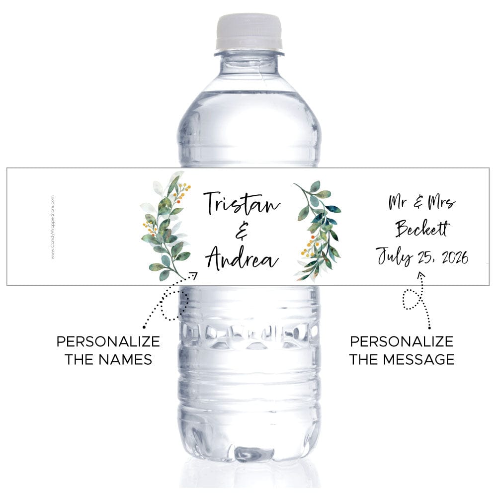 Wedding Floral Frame Water Bottle Label - WBWA403 Wedding Floral Frame Water Bottle Label Water Bottle Labels WA403